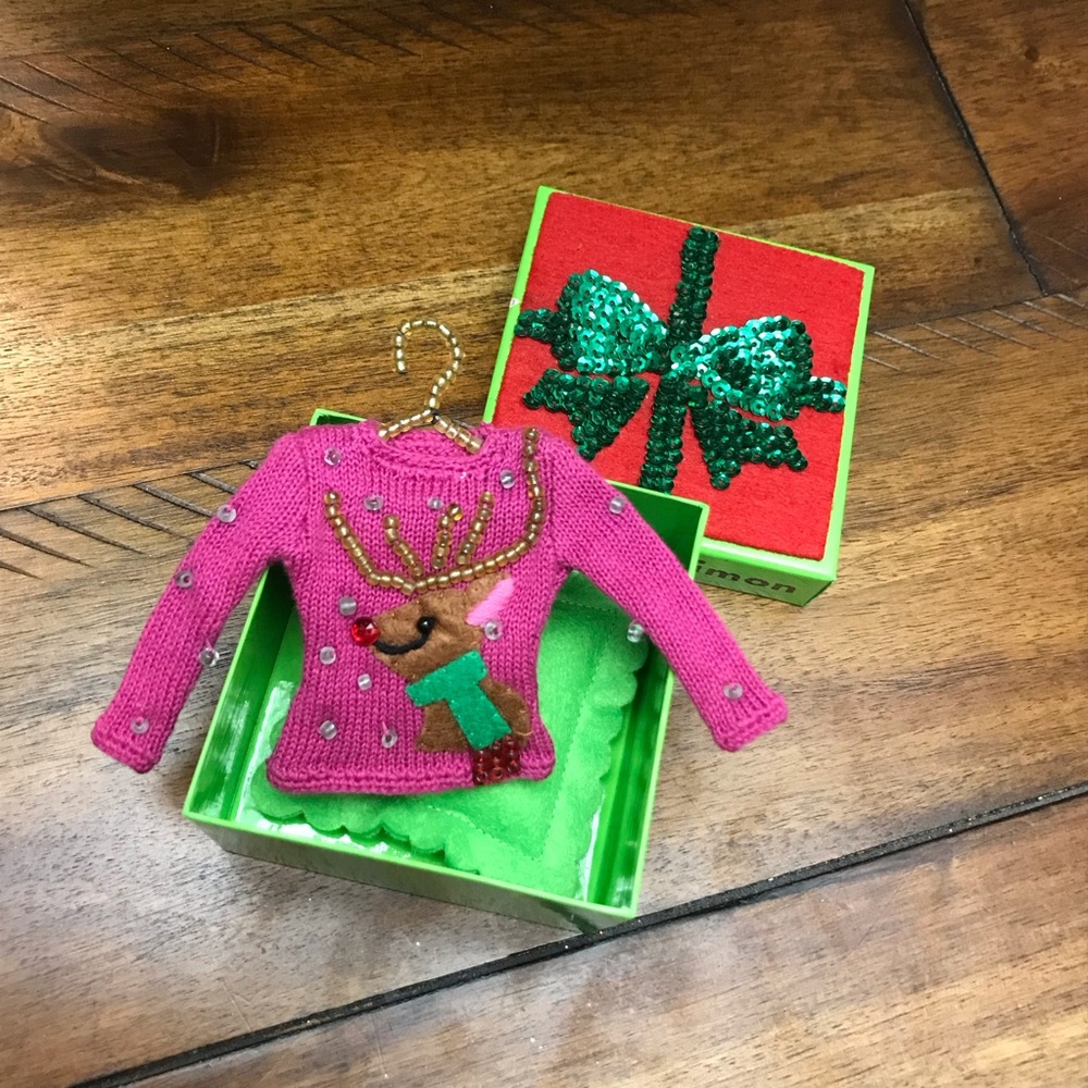 Michael Simon Reindeer Mini Sweater Christmas Ornament In Box